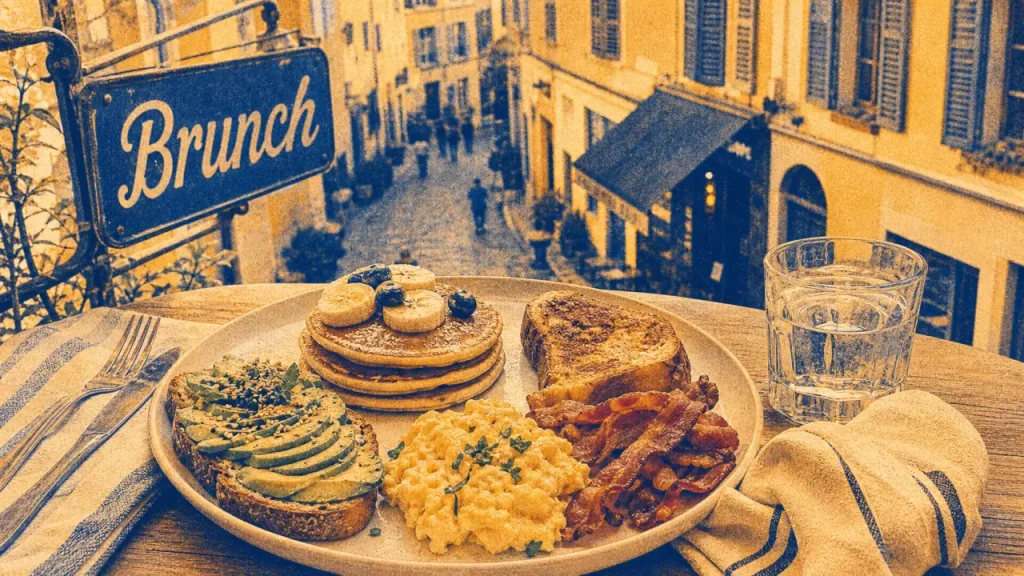 Maranna à Nice : brunch à la carte sur table en bois