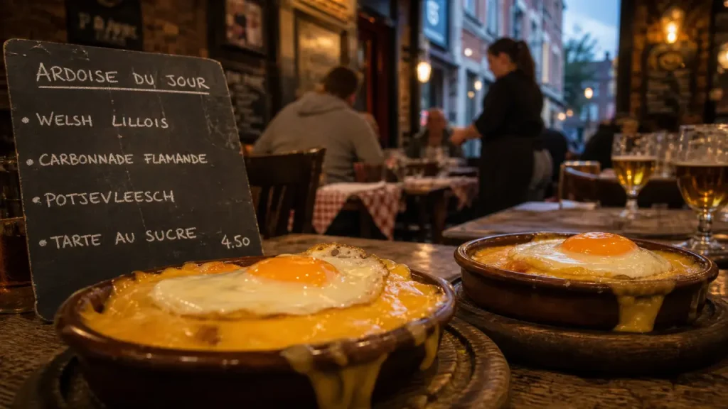 Restaurants in lille centre : Welsh lillois et ardoise du jour sur table