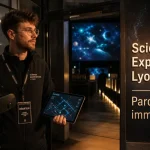 Science experiences lyon : entrée du parcours immersif VR en famille