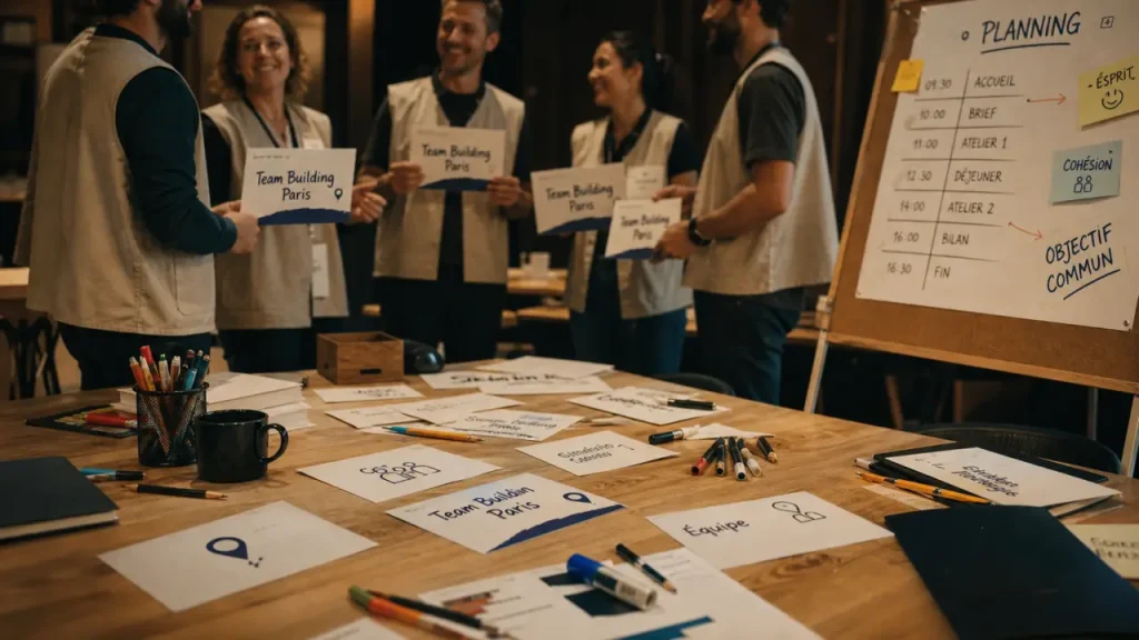 Team building paris en salle privatisée à Paris, équipe en briefing