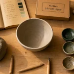 Activités manuelle Strasbourg : atelier céramique, argile et émaux sur table