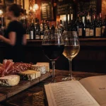 Bar à vin Paris Montparnasse : carte des vins et verres rouge et blanc
