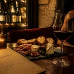 Bar à vin romantique paris, table calme et lumière douce, verres de vin