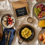 Brunch Strasbourg samedi : table avec croissant et œufs brouillés
