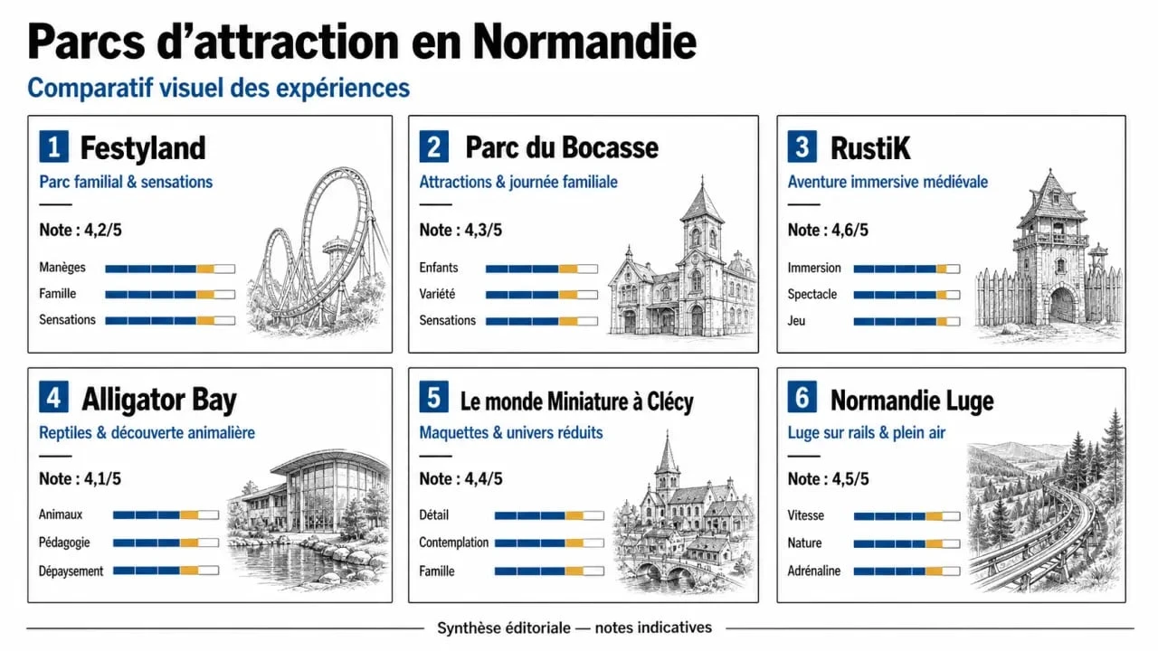 Parc d'attraction Normandie : comparatif visuel des principaux parcs en Normandie