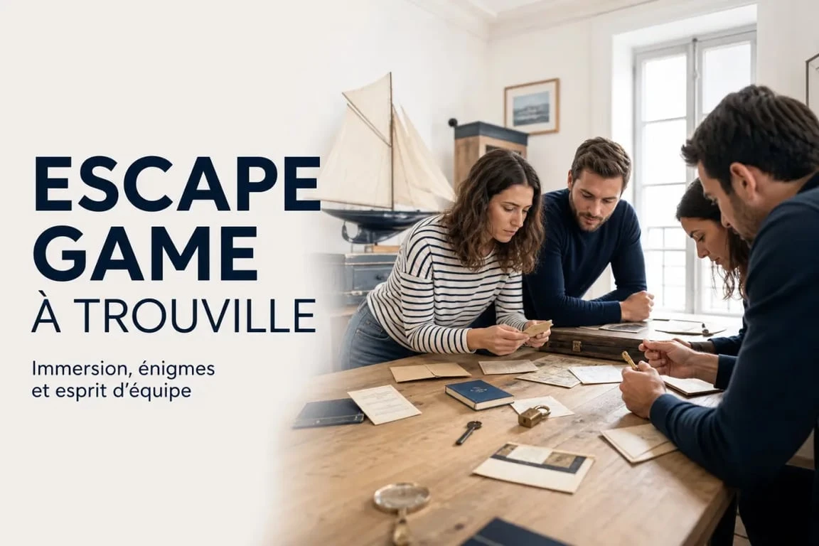 Le hangar à enigmes trouville, salle d’escape game immersive avec décors travaillés et ambiance de jeu en équipe