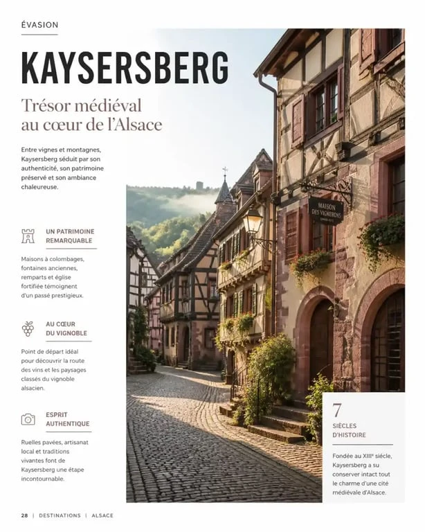 Village de Kaysersberg, l'un des plus beaux villages des Vosges, avec ses maisons à colombages en grès rose.