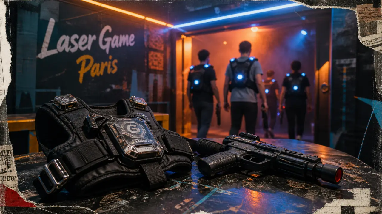 Laser game paris : harnais et pistolet laser, arène