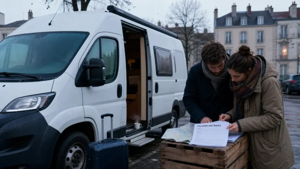 Louer un van aménagé à Nancy avec 2 couchages, assurance claire et itinéraires simples
