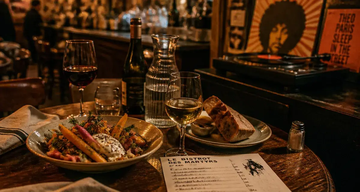 Restaurant dame rue Condorcet, verres à vin dans un bistrot parisien