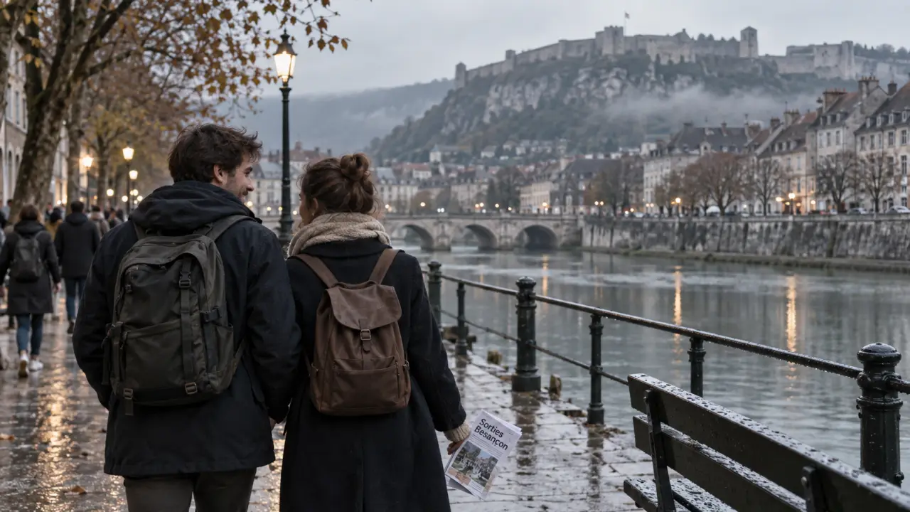 Activités besancon : couple sur les quais du Doubs près de la Citadelle