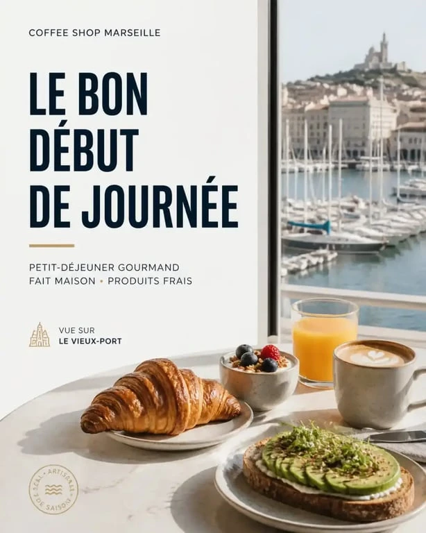 Petit déjeuner à Marseille avec vue sur le Vieux-Port