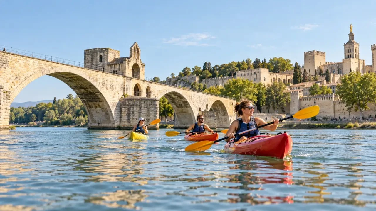 Loisir Avignon en canoë-kayak sous le pont d’Avignon