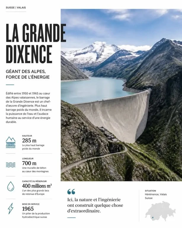 Barrage de la Grande Dixence, un site incontournable pour un voyage insolite en Suisse.