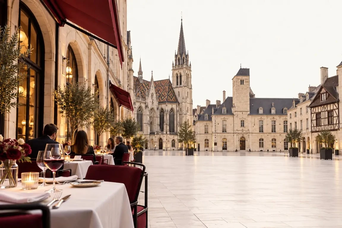 Centre historique de Dijon et ambiance de restaurant pour les 10 meilleurs restaurants à Dijon Côte-d'Or 2026