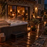 Gîte avec jacuzzi privatif Aveyron : terrasse et jacuzzi