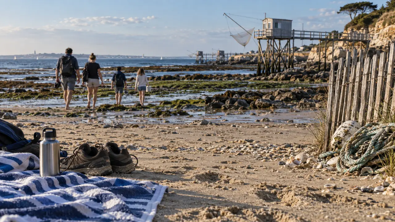 Sortie gratuite charente-maritime : plage à marée basse, sable et herbiers