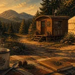 Village vacances hébergement insolite en Auvergne : roulotte et yourte