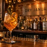 Bar sans alcool à Paris : mocktail botanique ambré