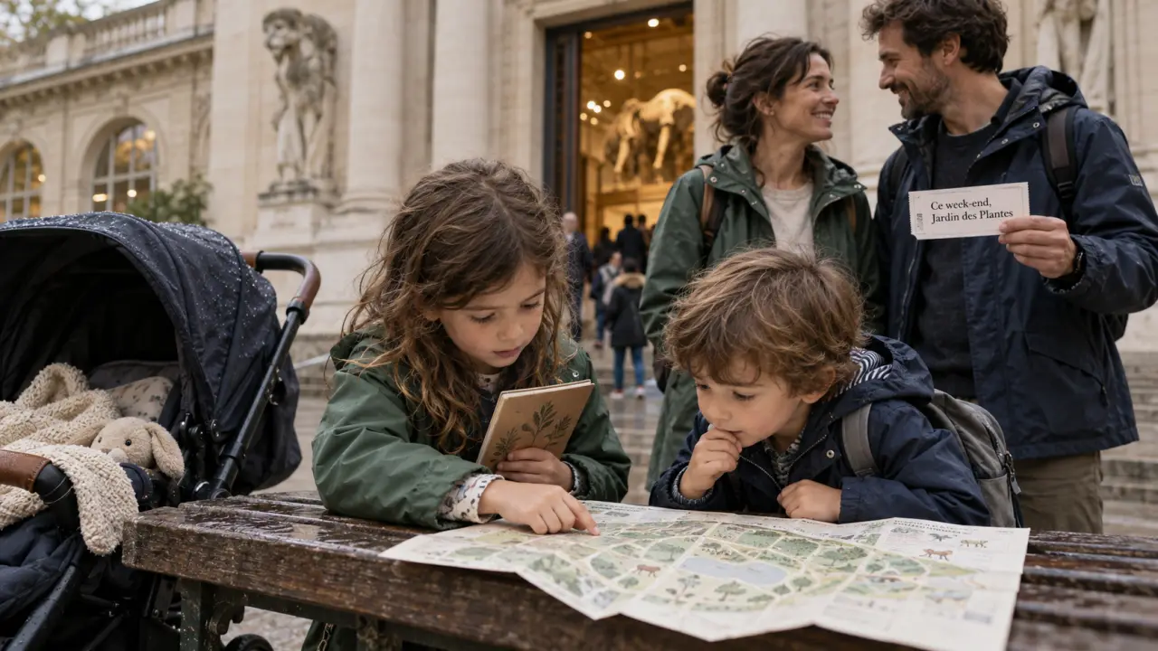 Sortie week end paris famille : famille devant un musée, jardin des Plantes